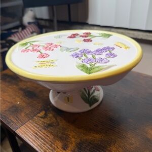 Gibson Pedestal Cake Plate featuring floral butterfly design  Home Sweet Home